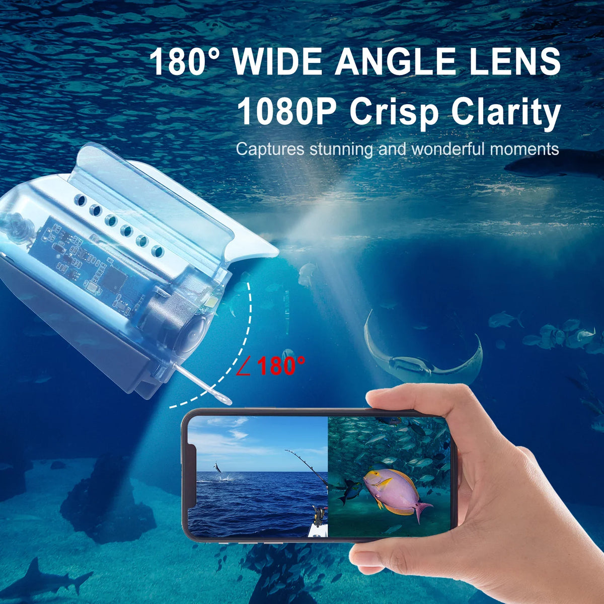 Lake Fishing Gofishup Sea Finder Underwater with Control, Boat Fishing 1080P Video for Live Kayak APP Fish Camera Ice