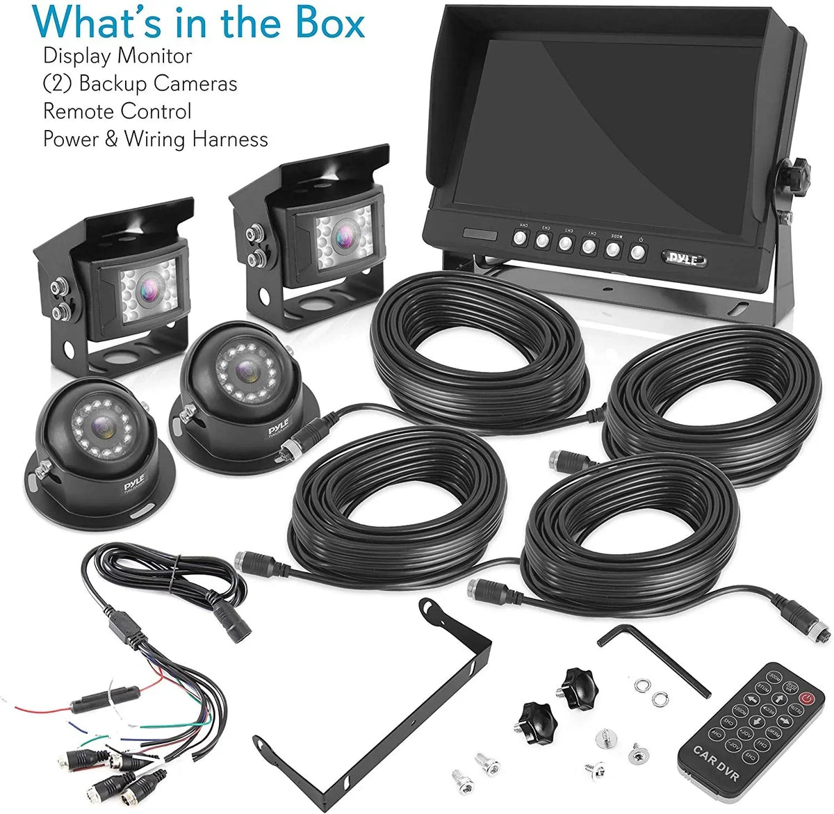 Monitor, PLCMTRDVR47 Car Mount Rearview Camera Night - System Rear w/ Dual Truck Up Vision, View Kit Tilt-Adjustable, Recorder, 9 Parking Vehicle Universal Video DVR Reverse Pyle - Backup Back LCD
