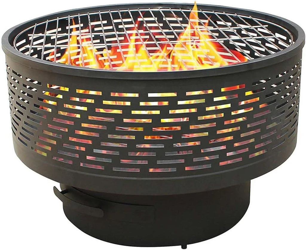 Wood Fireplace with Wood Fire Cover, Portable Camping Pit, Wood Outside Portable Pits, Yard for Fire Bonfire Pit Firepit, Outdoor Outdoor Lightweight Table 26" Backyard Burning Fire Garden UPYOOE