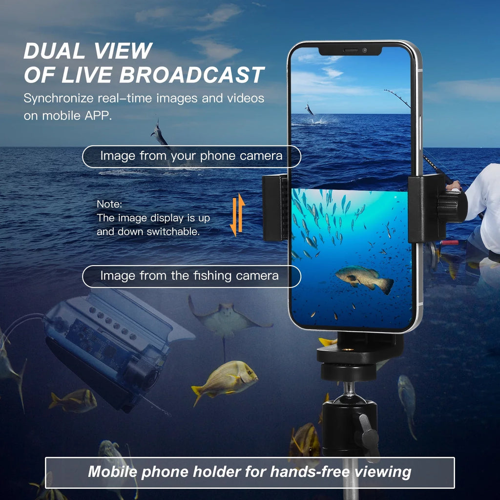 Finder Underwater Fishing Camera Cage Fishing for Fish Fishing with Case Ice with Cable Sea APP Camera 1080P Control Carry Kayak Video Holder Mobile Phone Lake Live Bait Dcenta 50M Boat