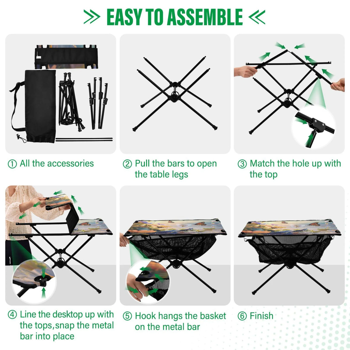 BBQ Bag for Compact Funny Butterfly Portable Table Table and Camping Outdoor Turtle Fishing Table Picnic Beach with Folding Storage Travel