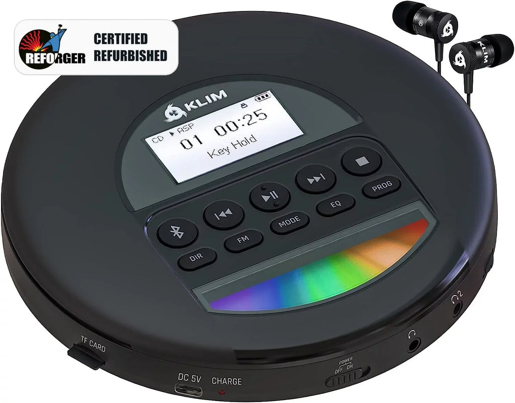 Portable with MP3, Nomad Ideal Radio, for Bluetooth- Pre-Owned AM Player TF FM Fusion Good) Black Card, Rechargeable Headphones, Cars, KLIM CD (Refurbished: Discman Battery,