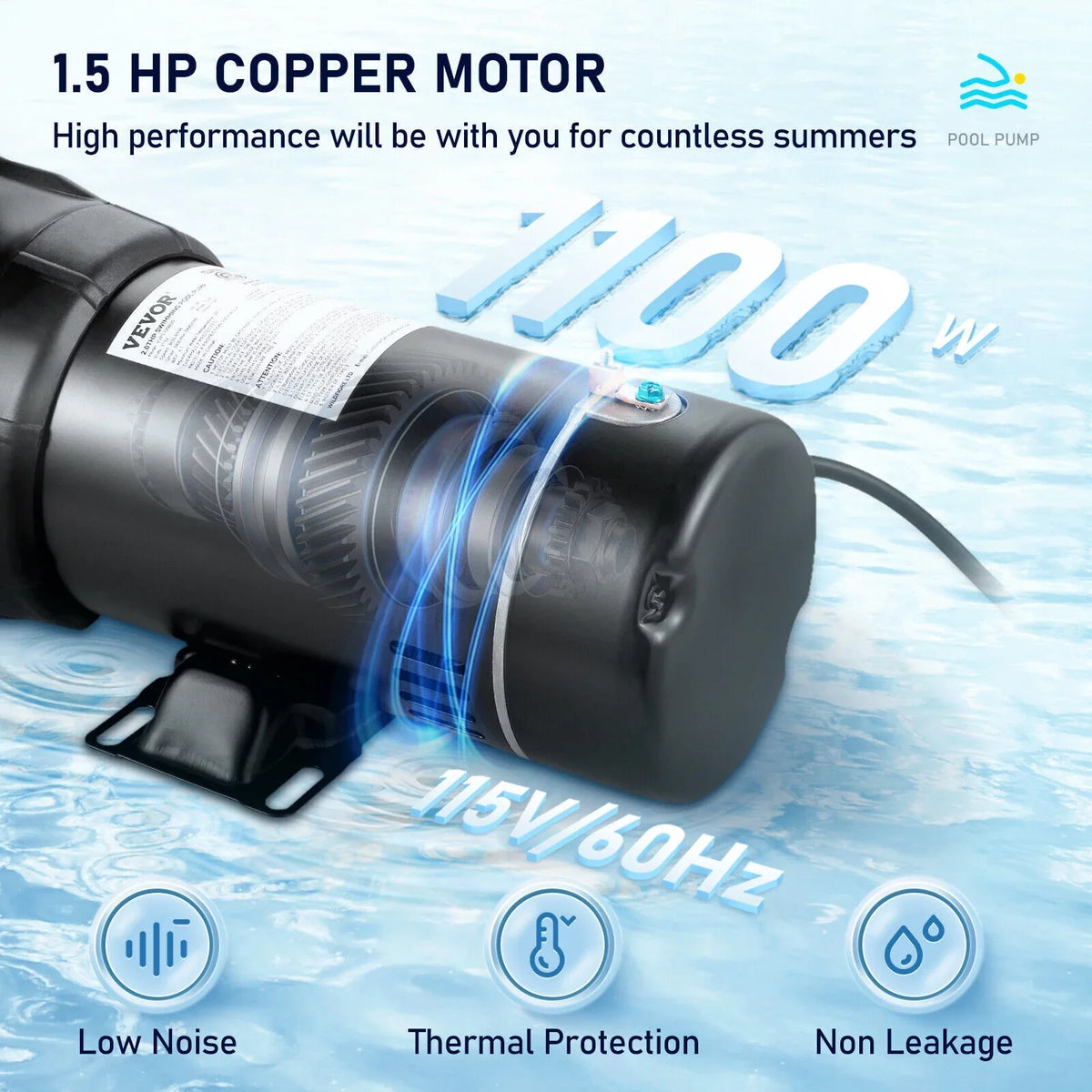 Above Filter W Swimming w/Strainer 1100 1.5HP Pump SPA 3450rpm Pool Ground 92GPM