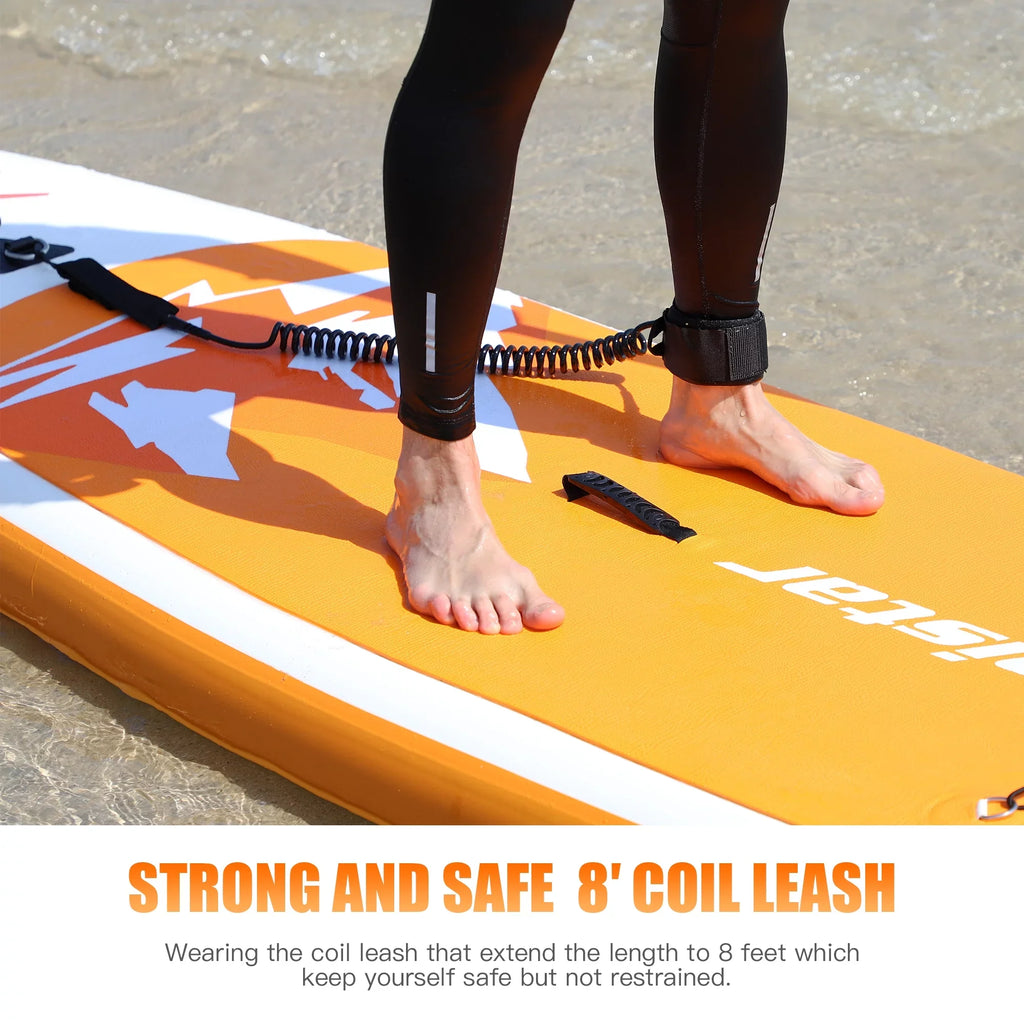 Stance, 10' | Paddle Boat-Orange with 3 Control, (6"Thick) |Youth Inflatable Deck Fin Paddling, Famistar Adult Wide Stand Standing Board Pins Up Non-Slip SUP/ for & Bottom Surf