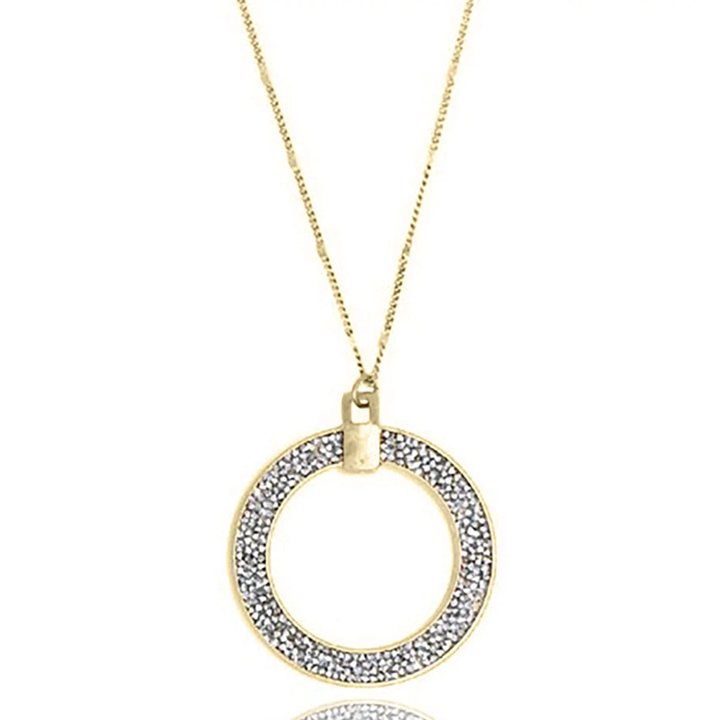 Long Circle Blue Glitter Boutique for Box Necklace Women, Silver Open Teens Inc Pendant