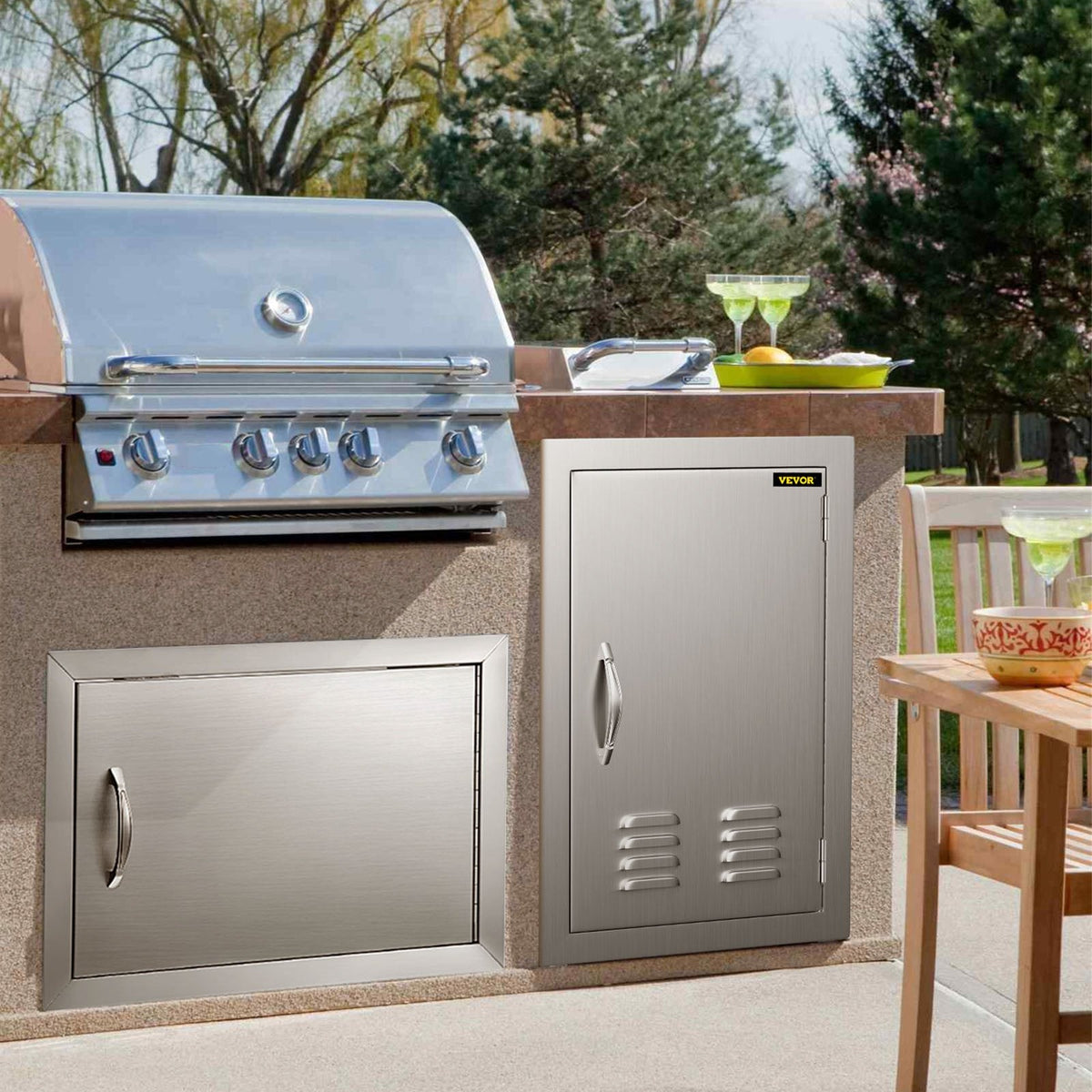 Door Stainless Steel BBQ inch Door 17x24 Access Storage for Vertical Vents Single with Island