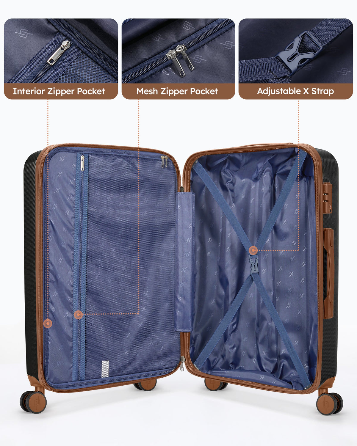 Suitcase Crtynell with Carry with on 20-Inch Lock Spinner Approved Airline Luggage Expandable TSA Wheels