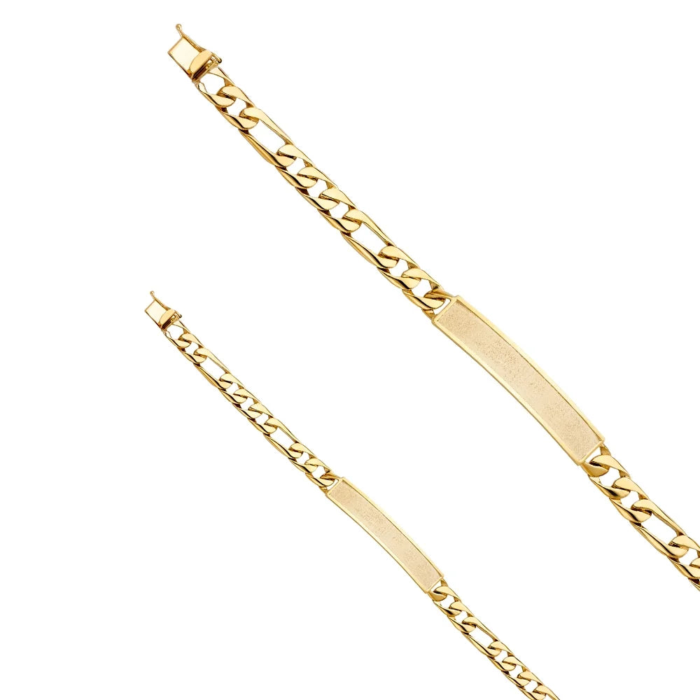 14k Link | Gift Yellow Women Gold 16.4 Men’s Weight Gold  Figaro for Bracelets | 14KY ID 8" Jewelry and Chain Bracelet for | Men -