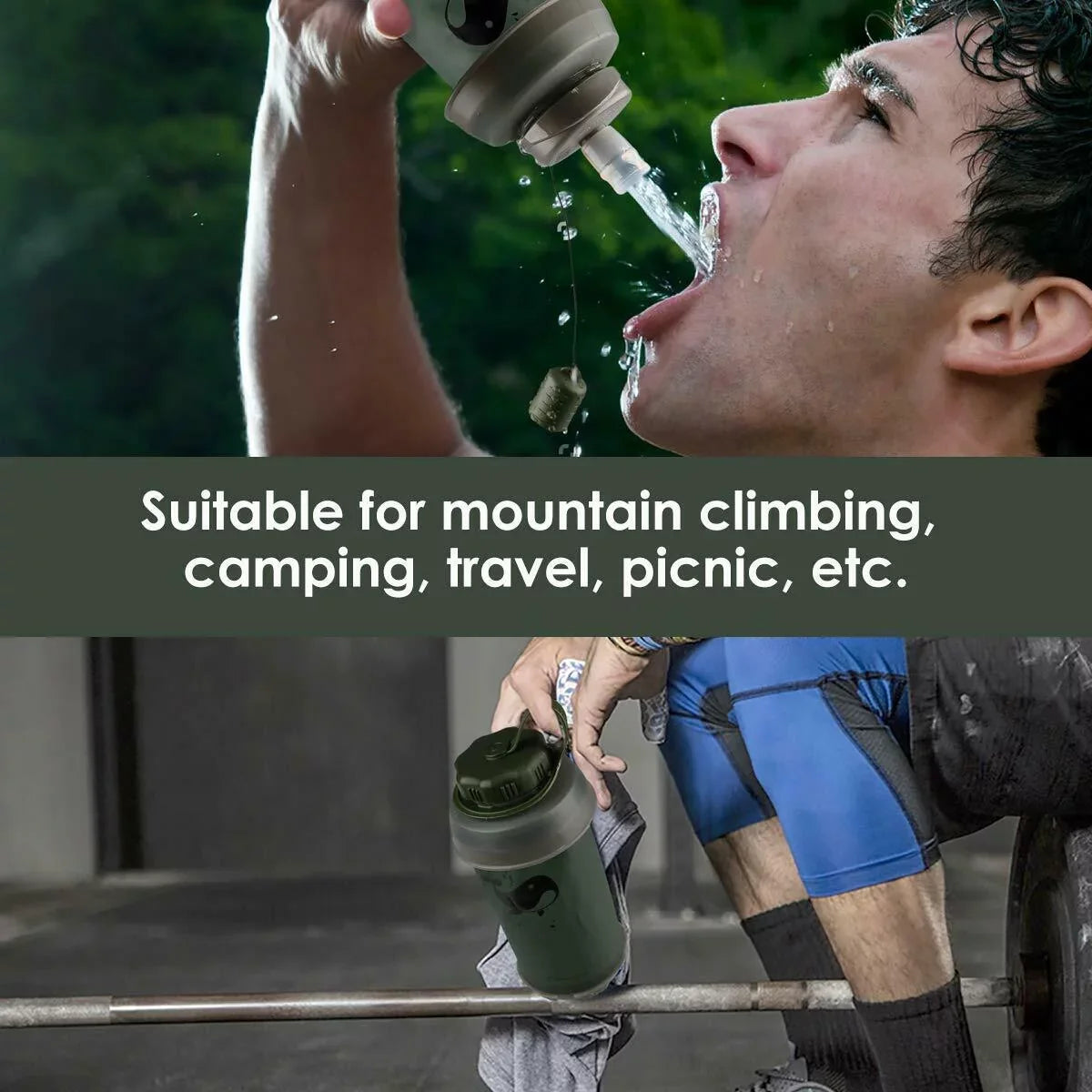 Hollow Collapsible Bottle Liquid 750ml Outdoor UF Fiber Purifier Sports Filter