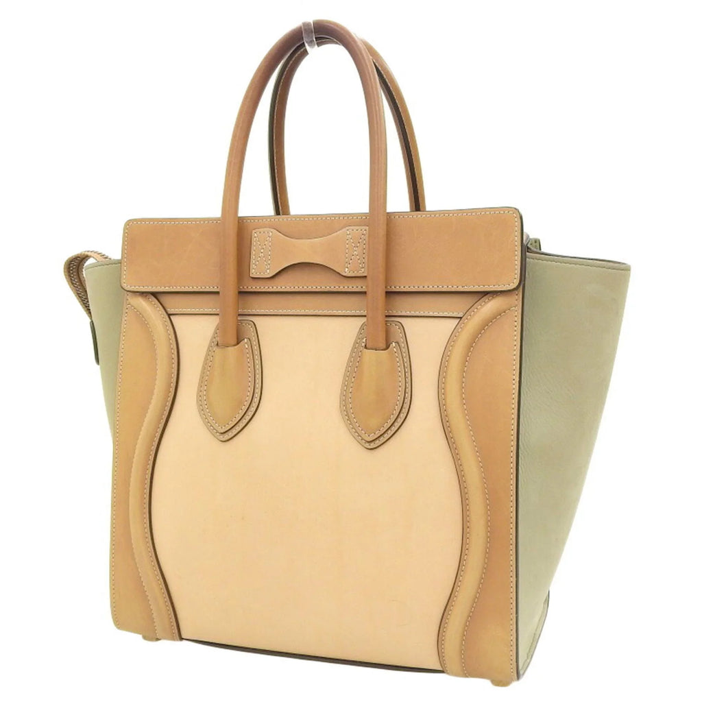 A03 15LK green CELINE 167793 micro (Good) luggage shopper beige tricolor mint handbag Pre-Owned Celine