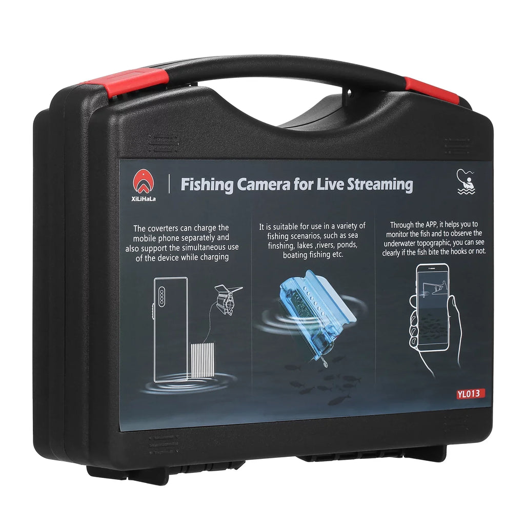 Finder Underwater Fishing Camera Cage Fishing for Fish Fishing with Case Ice with Cable Sea APP Camera 1080P Control Carry Kayak Video Holder Mobile Phone Lake Live Bait Dcenta 50M Boat