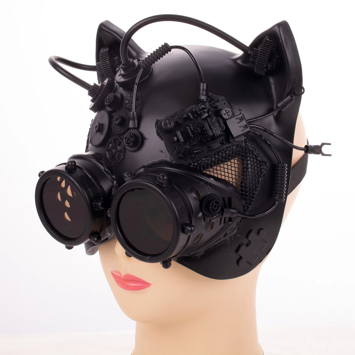 Kitty Goggles Kbw Costume Women's Masquerade Mask Half with Cat Black Steampunk