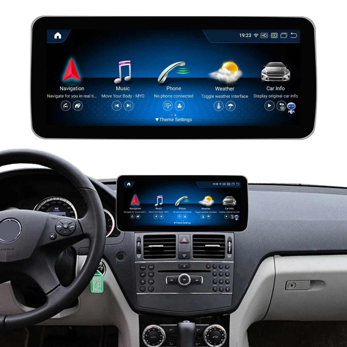 Mercedes CarPlay Wireless Screen Car Top Stereo Touch with Supports Car Benz W204 8GB+256GB C 13 Touch Android NTG4.5/4.7, Android 2011-2014 Auto for Screen Class Year Road Mirrorlink Wired 10.25"