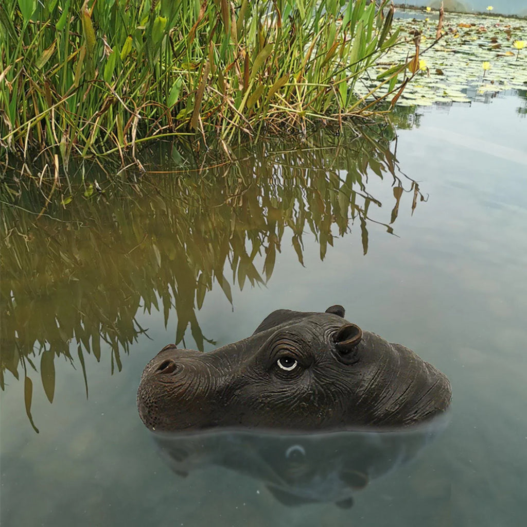 Closed Pool Head Swimming Realistic Animals Statue for Floating Mouth Hippo Novelty Ornaments