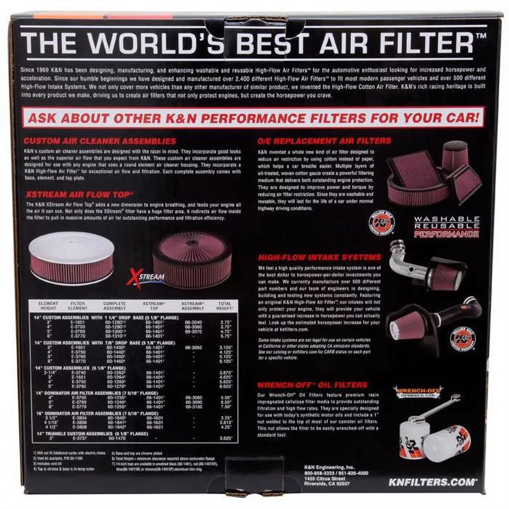 Filters Assembly K&N Air Custom 60-1230 Cleaner