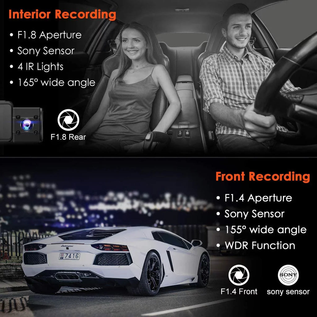 Inside w/ N2S Camera and | | Dash Dash Vantrue Cam Front 4K GPS NV Infrared