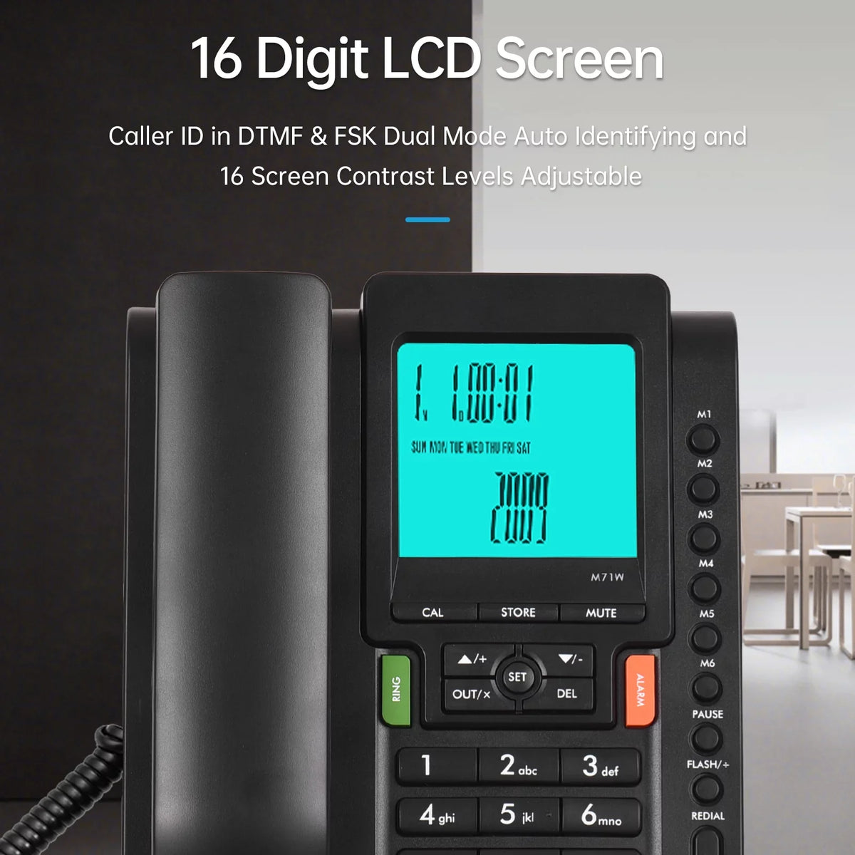 Dial Hands Black Hotel Redial, with Landline Bisofice Business Phone for and Free, Speed