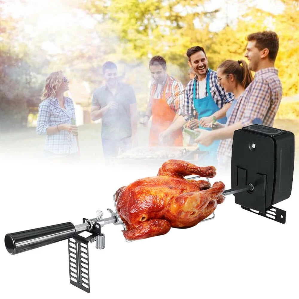 Grill Roaster Spit BBQ Barbecue Steel Motor Rotisserie Outdoor Rod Kit Stainless Electric