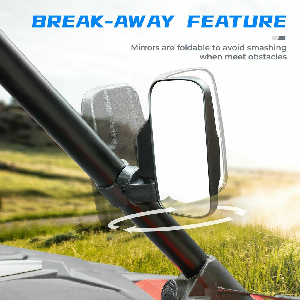 Compatible 1.75"-2" Rear Set X3 Bar Clamp Mirrors with 1000 Center Polaris 900 Can-Am View UTV RZR Mirrors