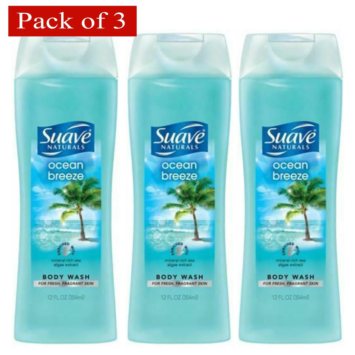 Wash, Ocean oz (Pack Breeze Suave 3) Naturals of 12 Body
