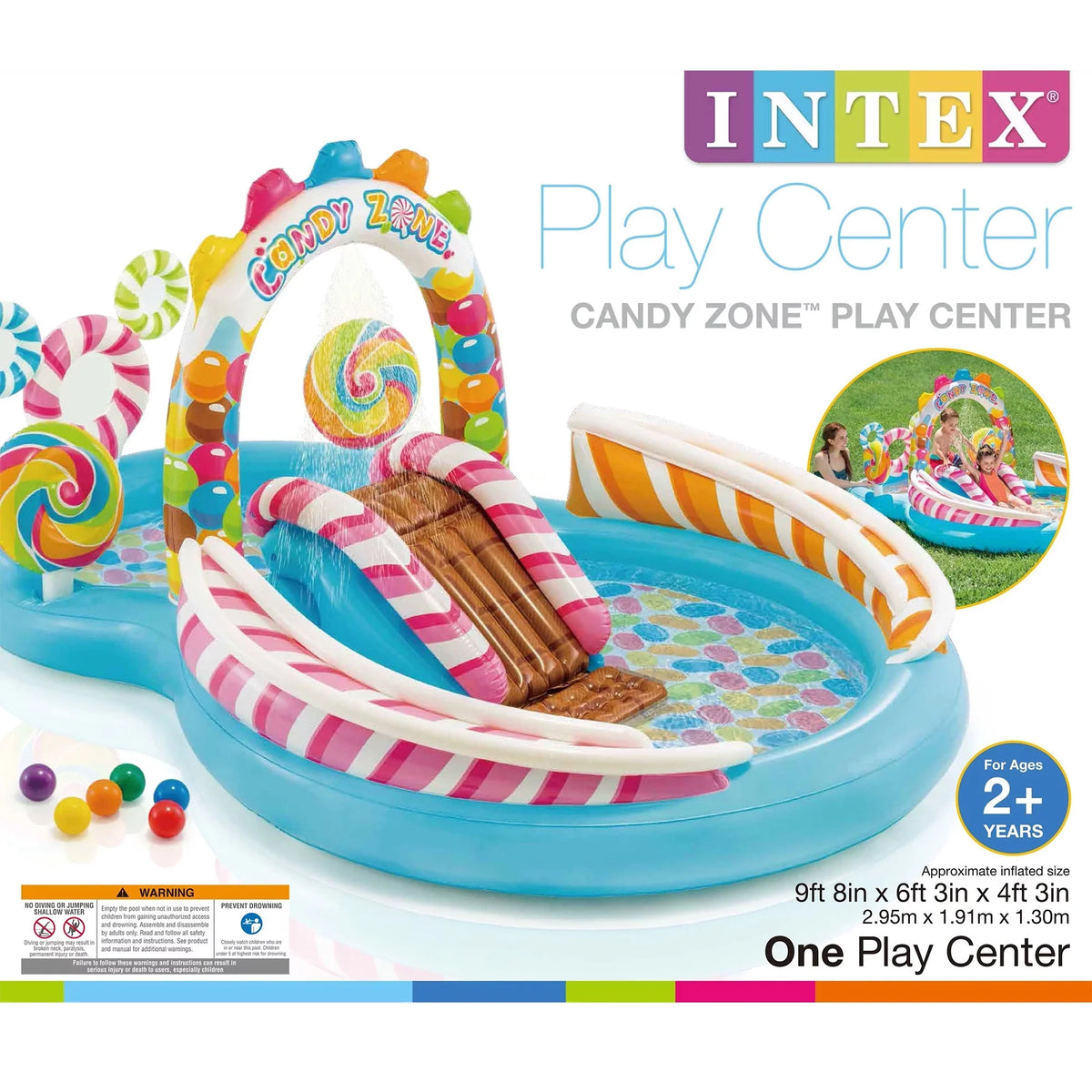 Intex w/ Pool Box) (2 Play Splash Center Liquidslide(Open Zone Pack) Candy Kids
