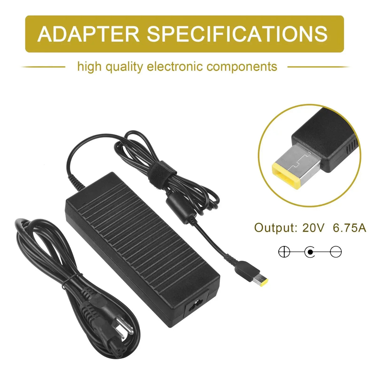 Ideapad 135W Cord for Cord Y40-70 Power CJP-Geek Lenovo Charger Supply AC Adapter Y50-70