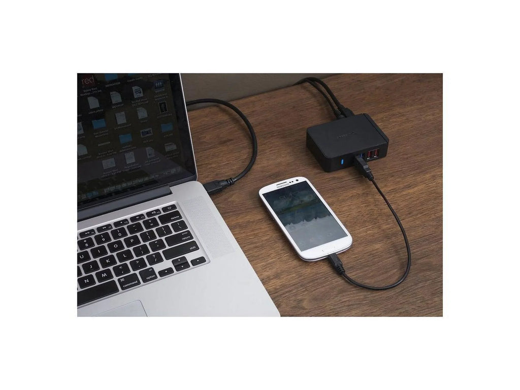 [Black] 12V/4A 7 with (HB-U930) SABRENT 3.0 Charging HUB 2 USB Ports Port + Adapter Power