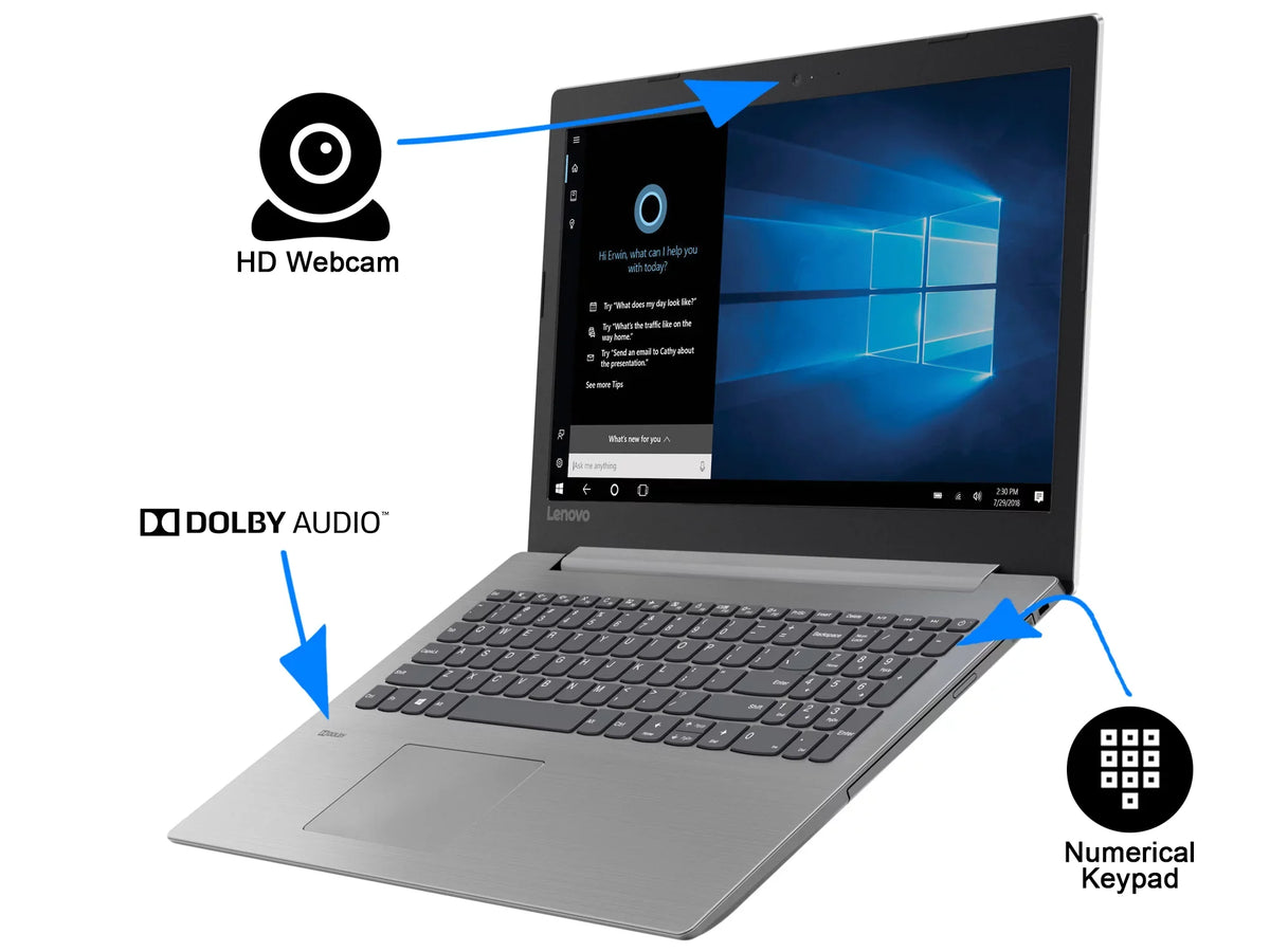 IdeaPad Keyboard, 2.6GHz, Notebook, Card Bluetooth, UK Lenovo 10 Wi-Fi, Reader, 8GB SSD, HDMI, 15.6" RAM, 330 Pro Windows DVDRW, Display, N4000 Celeron Intel 512GB HD Upto