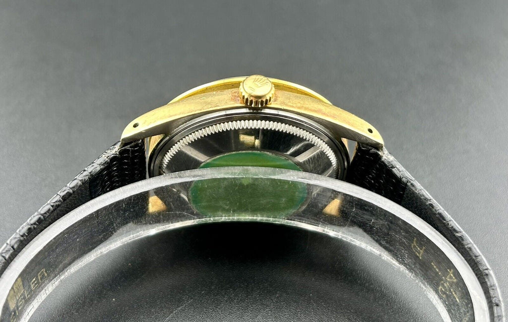 Perpetual 15505 Watch Gold Rolex Date Dial Shell Oyster Vintage White 34mm Men's