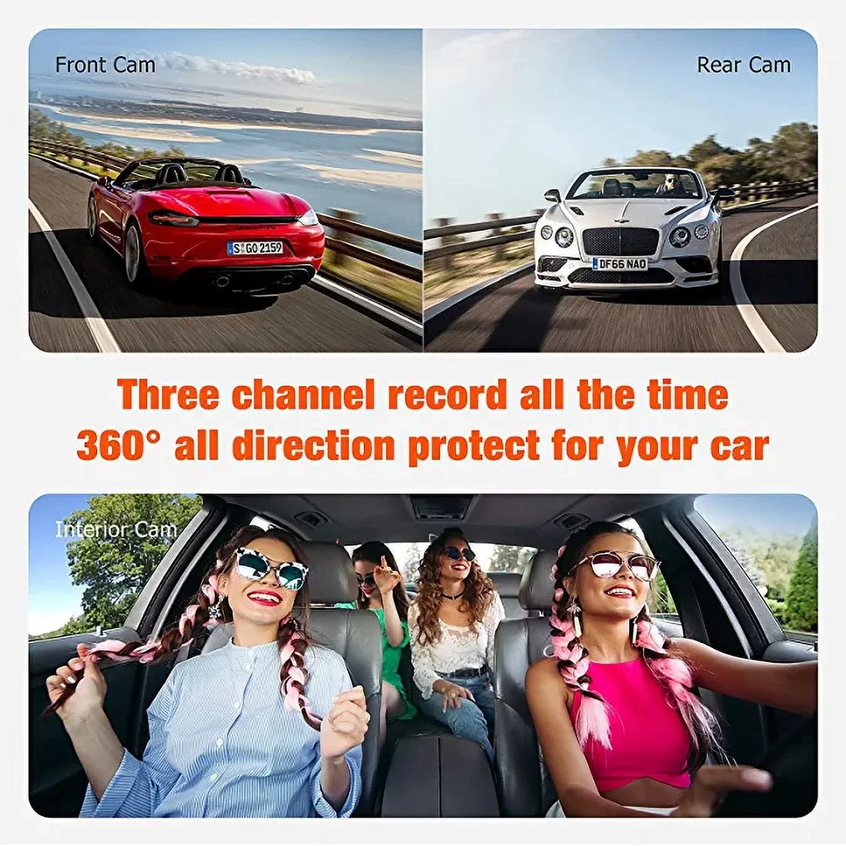 and 3 64G 1080P Front Cam Dash Vehicle Camera with GPS Inside