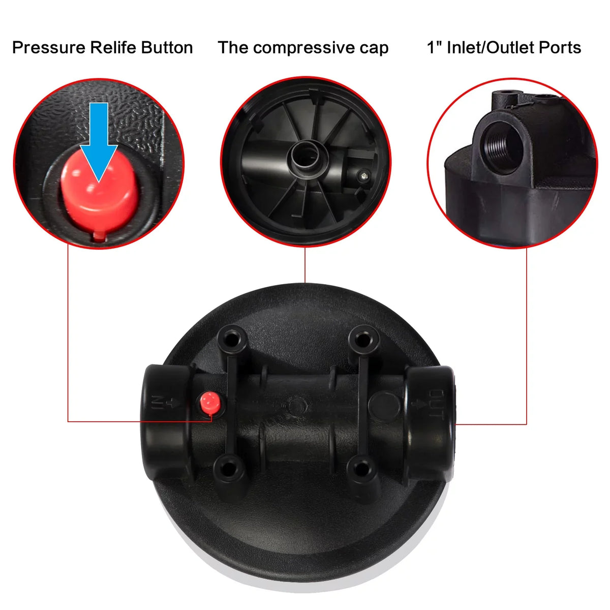 House 4.5"x10"1-Inch Geekpure Port and Wrench Whole Liquid 10-Inch 2) Bracket(Pack Housing Filter of with