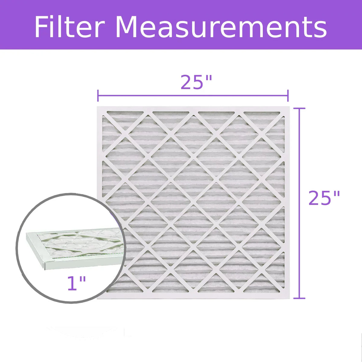 Purolator Extended 25x25x1, Pleated MERV Surface Air 8, Filter, Mechanical (6 Pack) DMK80