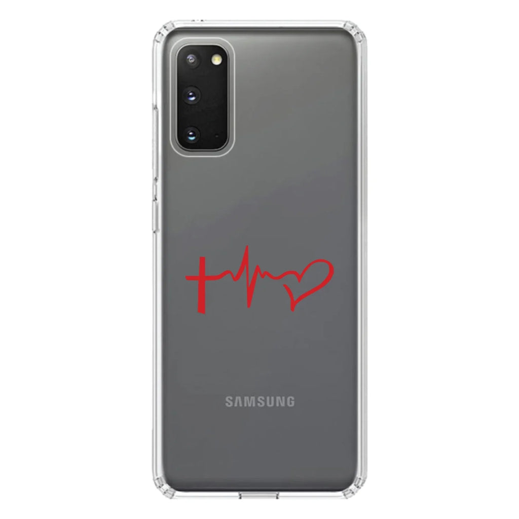 Heart Screen) Love / Protector Clear - Hybrid Back Galaxy - Bumper - Tempered DistinctInk TPU Case S20 Cross Acrylic 5G Screen ULTRA Shockproof Faith (6.9" Hope for Glass
