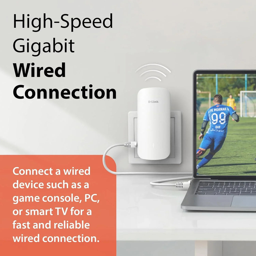 ft | Mesh LAN Sq. Gigabit Cover WiFi 2300 AX3000 6 D-Link (E30) AI | up 1x Extender Port | to Range