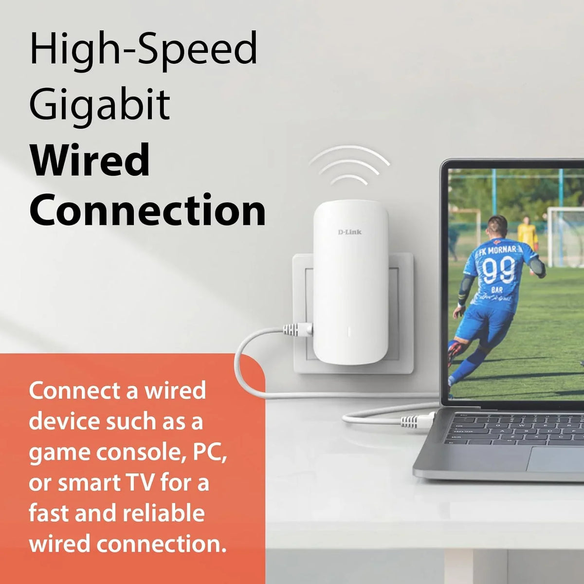 ft | Mesh LAN Sq. Gigabit Cover WiFi 2300 AX3000 6 D-Link (E30) AI | up 1x Extender Port | to Range