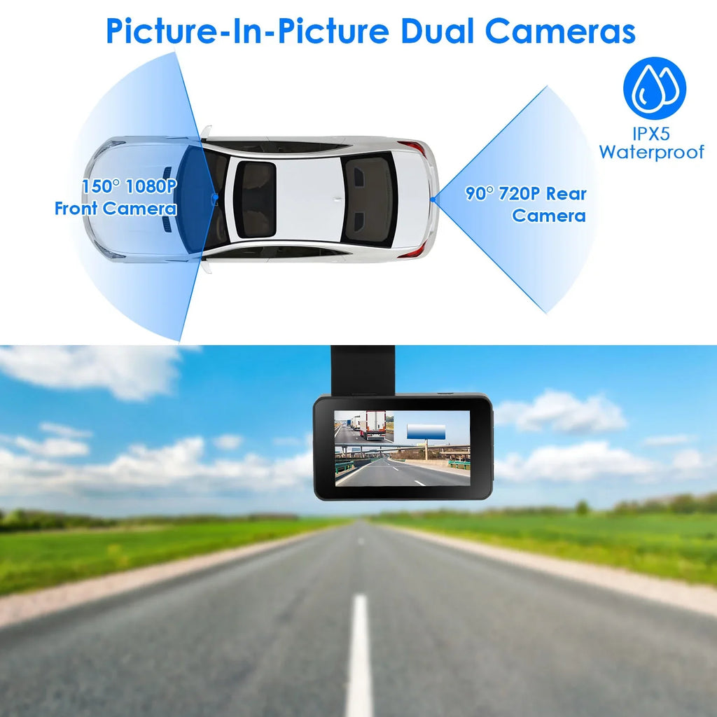 Cam, Dash Vision Detection WiFi G-Sensor 1080P Recorder, with DVR Car Monitor Universal iMounTEK Lens Night Control GPS Dual Vehicle Parking APP Motion Driving