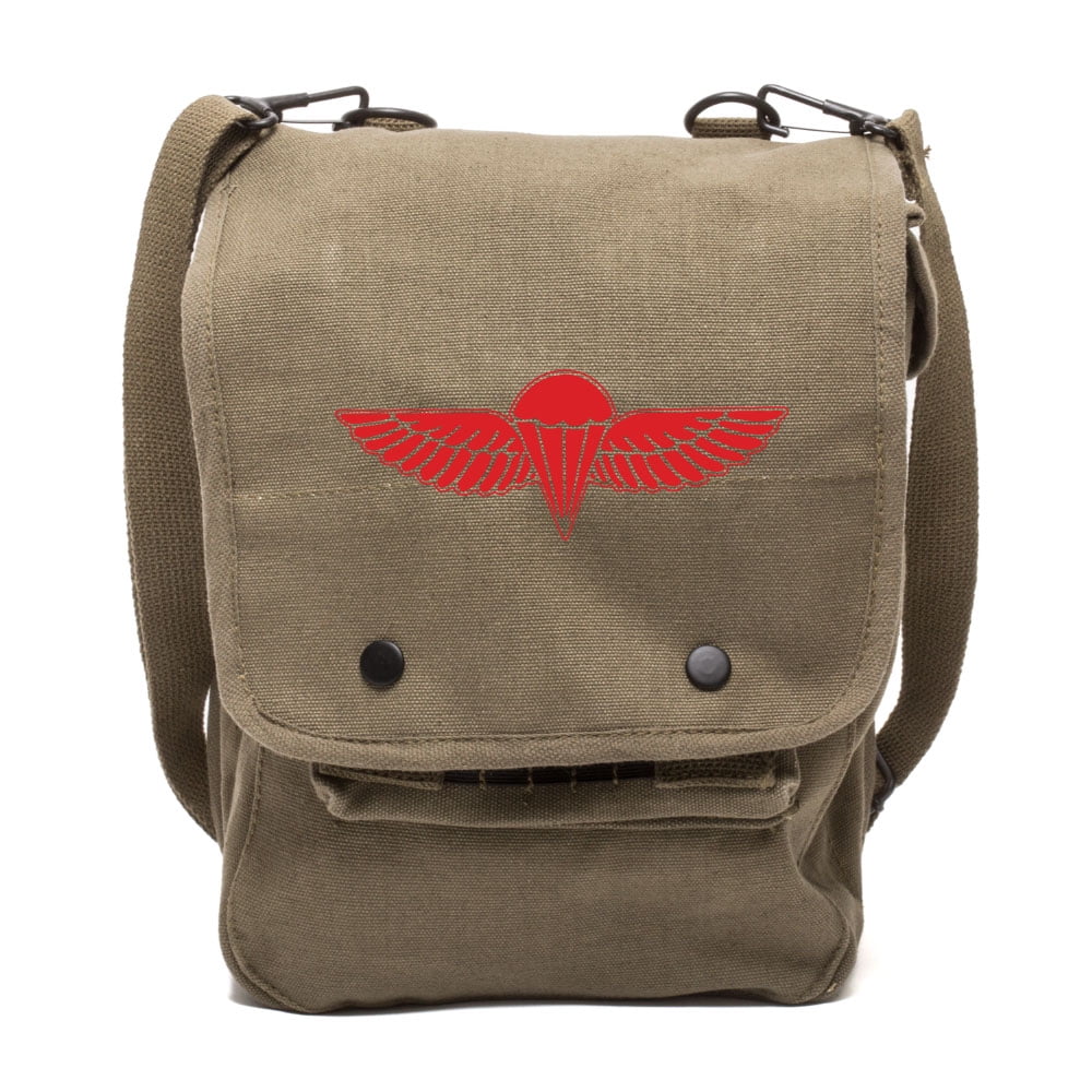 Case Bag ISRAELI Crossbody ARMY Red Travel Wings Map Canvas in BADGE Zahal Olive Paratrooper IDF &
