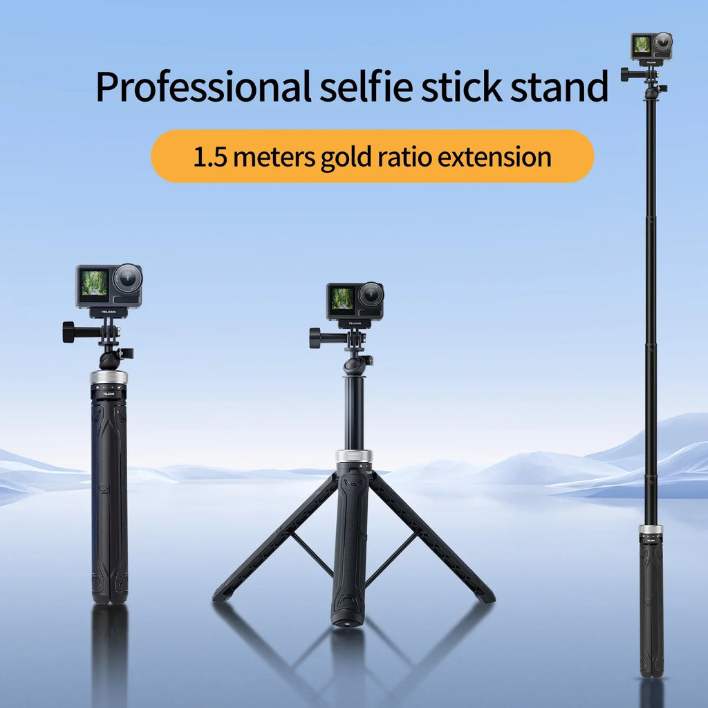 11 Hero 6 Tripod 5 Rotation For Selfie Action 9 10 Osmo Foldable 7 8 1.5M 360° 12 Stick Selfie Stick GoPro Insta360 DJI