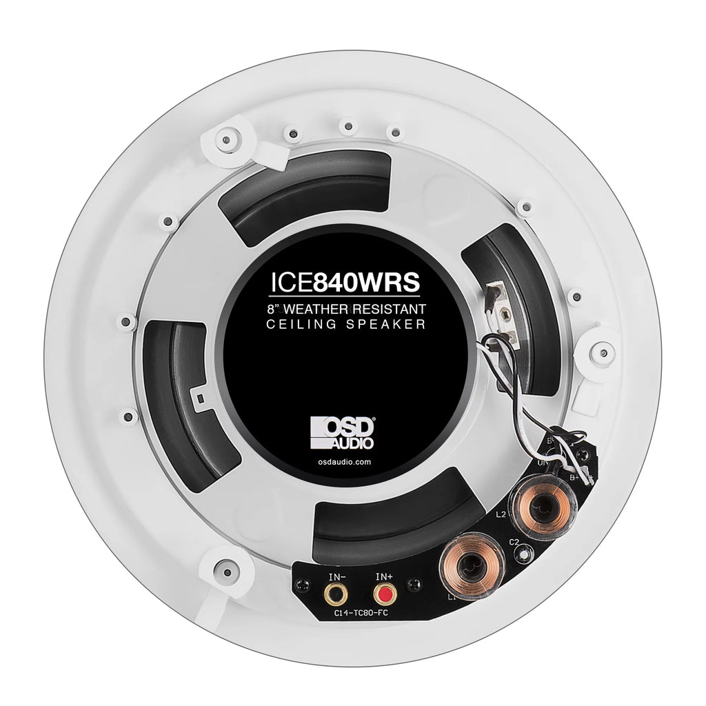 OSD Weather Outdoor Built-in 8" ICE840WRS Resistant Speaker 150W w/ Crossover, - In-Ceiling Pair