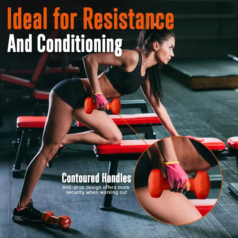 Coated Stand, Hex Colour Dumbbell All lbs. Set Shape Weight and Gray, Anti-Slip 20 Purpose Dumbbell Hand Orange with Neoprene Black