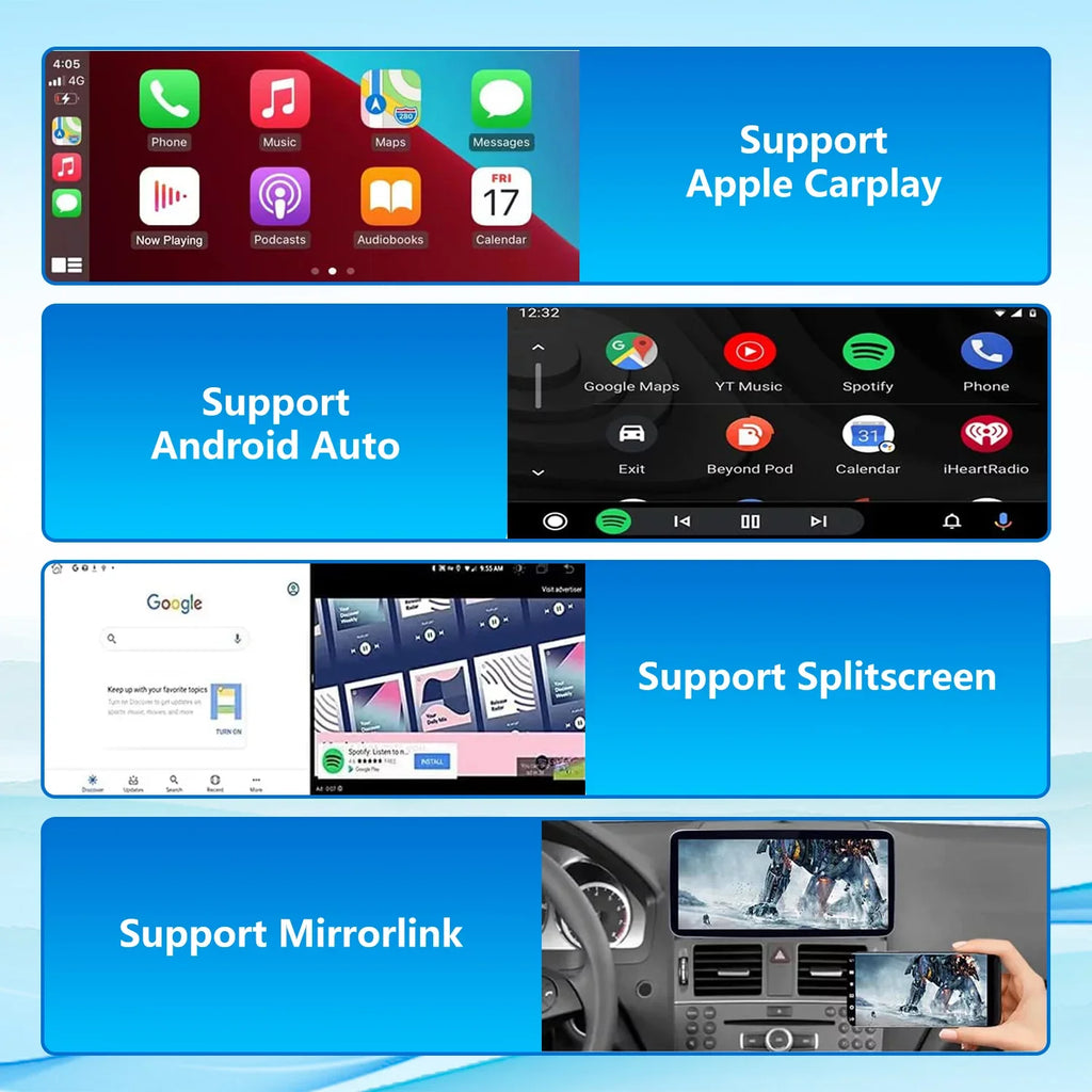 Mercedes CarPlay Wireless Screen Car Top Stereo Touch with Supports Car Benz W204 8GB+256GB C 13 Touch Android NTG4.5/4.7, Android 2011-2014 Auto for Screen Class Year Road Mirrorlink Wired 10.25"