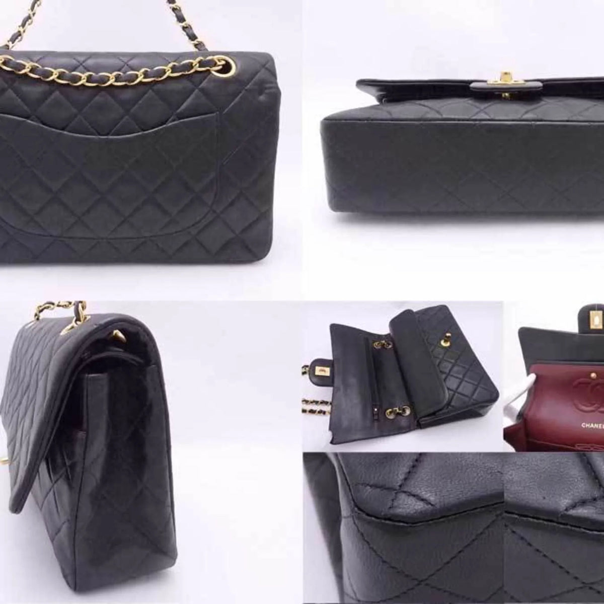 double flap (Good) matelasse Chanel shoulder gold bag ladies Pre-Owned black CHANEL leather