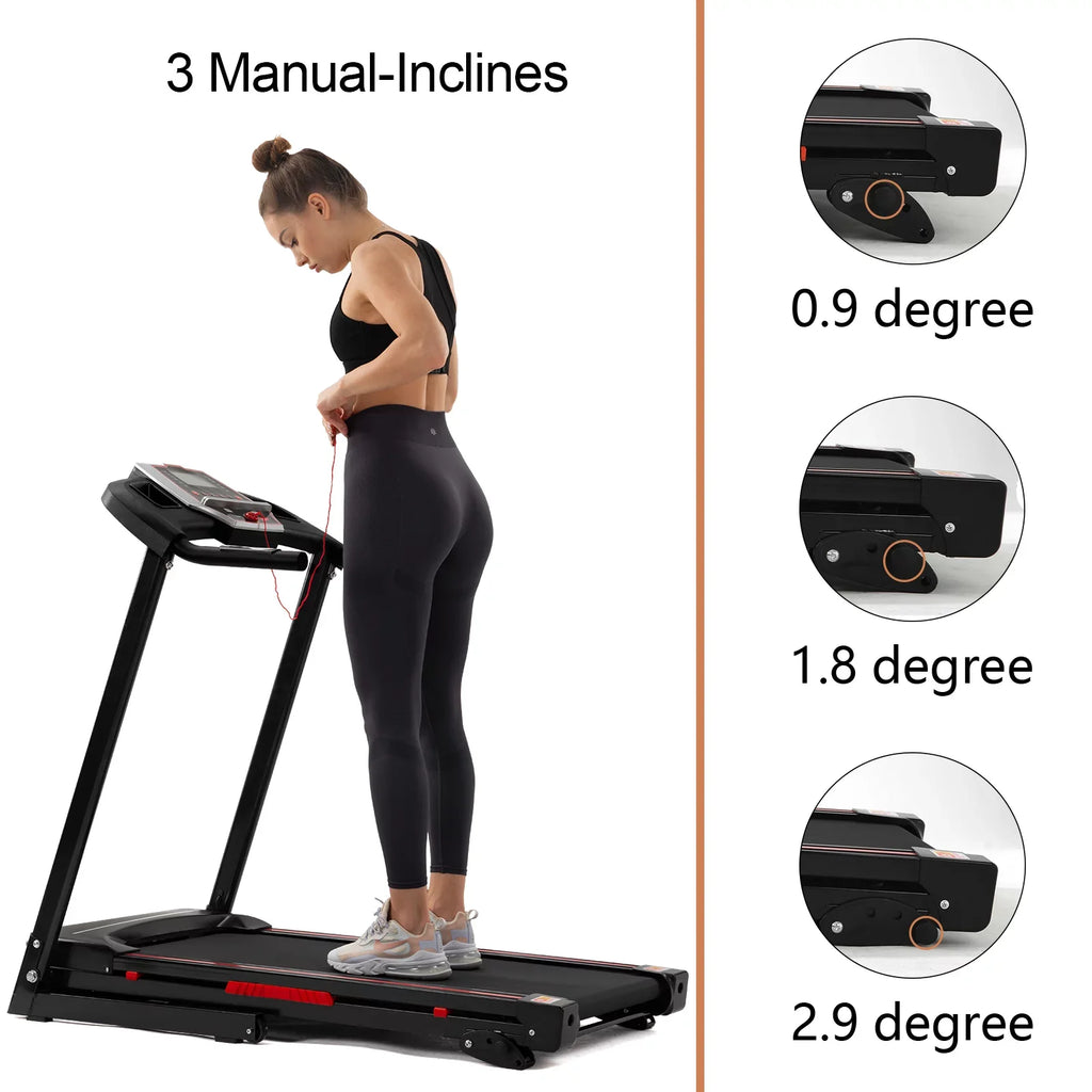 Incline, Home with Folding - 3.5HP Pouseayar Foldable Portable for Black Treadmills
