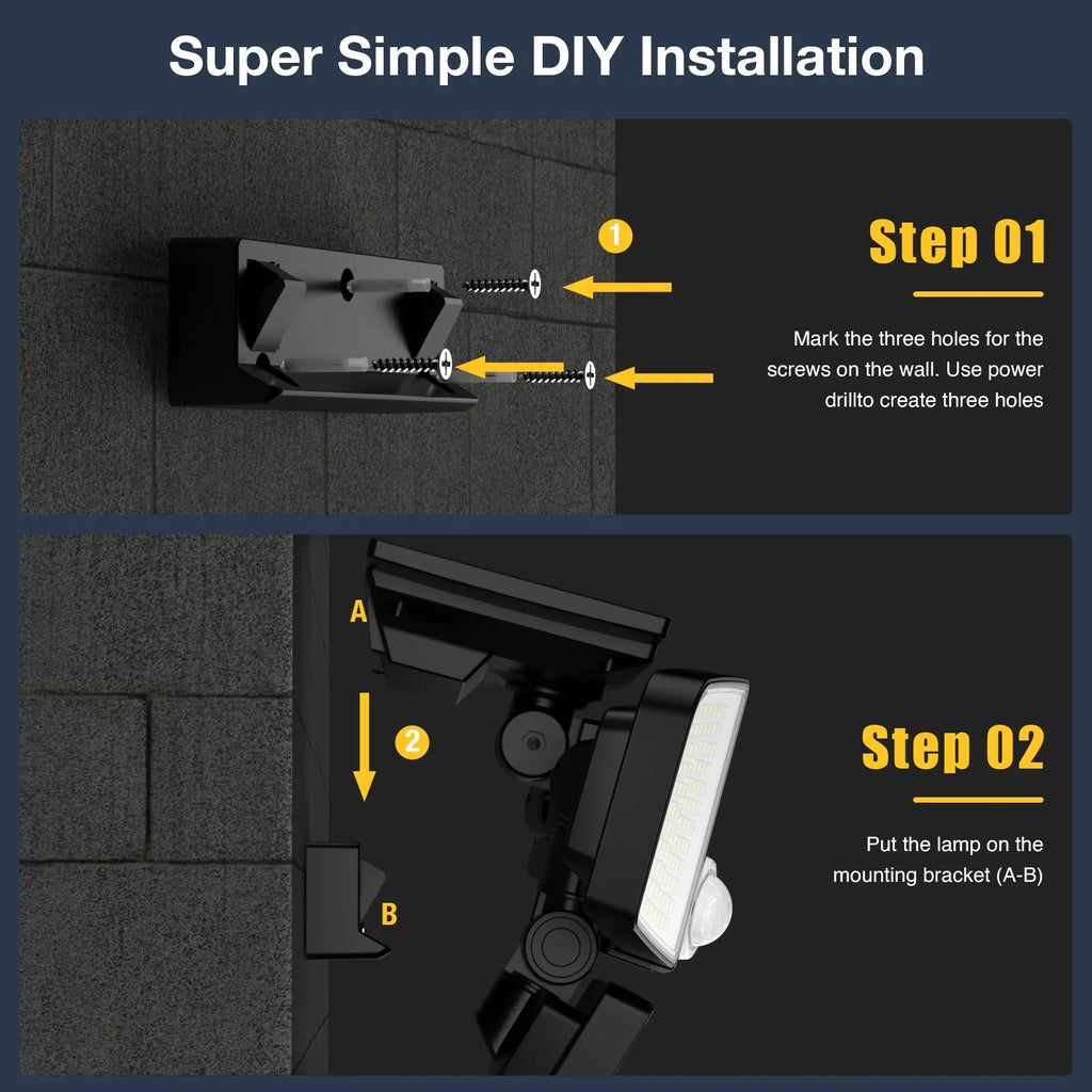 Garden Motion Yard Sensor Patio Lights Security 3000LM Liquidproof 423 LED for Outdoor SZRSTH - Solar Lights Flood Lights