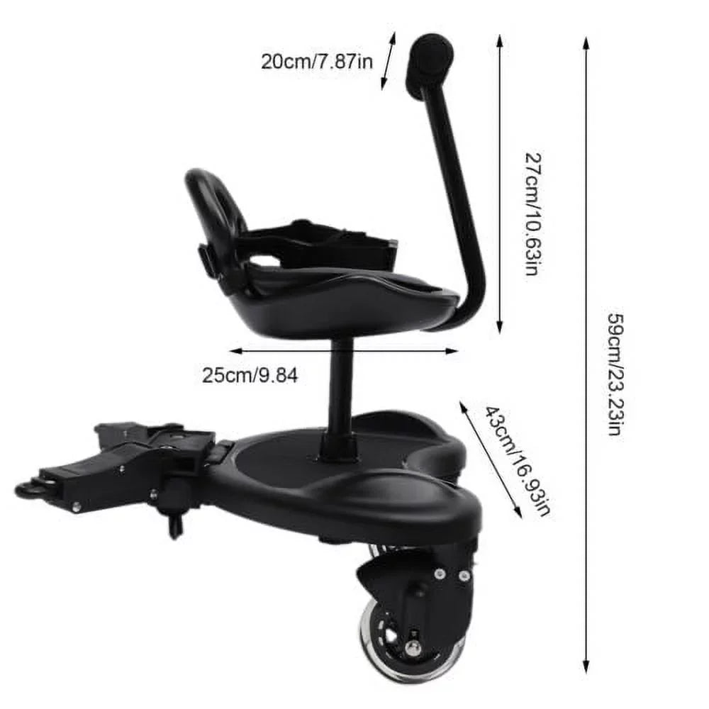 Child Buggy Board Attachment Rider Seat+Standing Platform Stroller Saddle w/