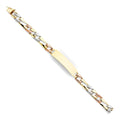 Link | Tri Gold Women Color 13.5 ID 14k Stamp for Gold | Men’s and Figaro Chain Men|  - 8" Weight Jewelry 14KY for Bracelets Gift Bracelet