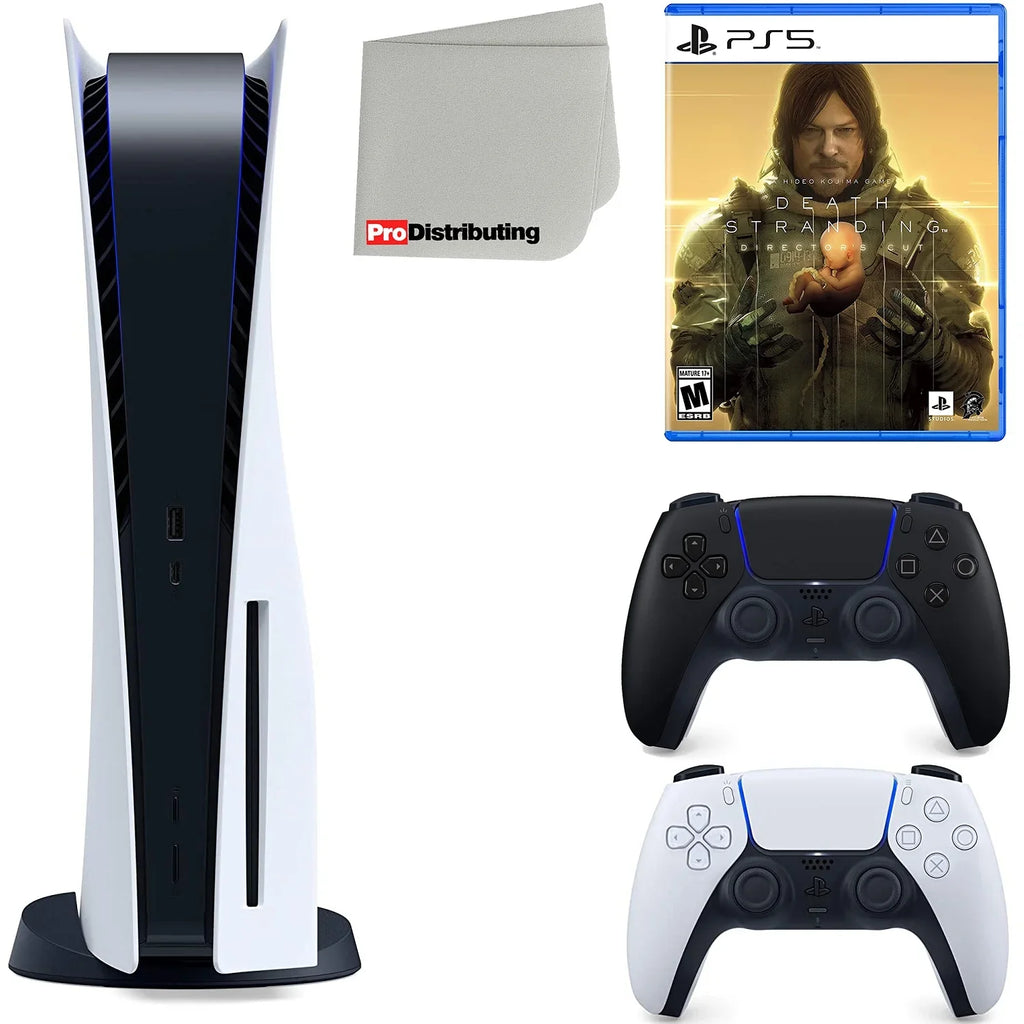 Midnight with Bundle Cloth Sony and Controller, 5 Cleaning PS5 Version Stranding Microfiber Disc Death Director's Extra Black (Sony Cut Playstation Disc)