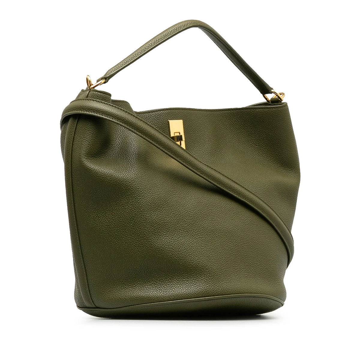 Green Unisex Teen Pre-Owned Authenticated Leather Calf Bucket Celine Bag Bucket (Good) 16 DrawstringBag