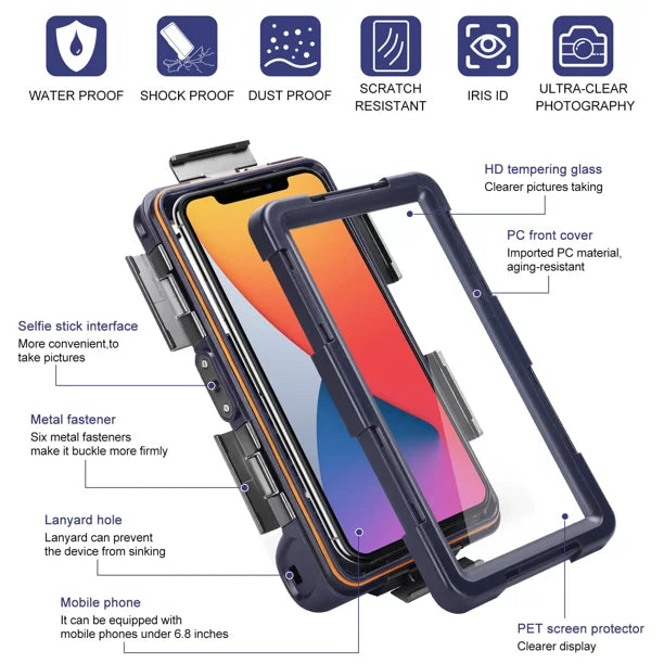 all LCD to vivo Up for Video Lanyard Underwater And [15m/50ft] Professional Swimming Case Z5x UrbanX Inch Phones Snorkeling 6.9 Surfing Protective Photo Diving with iQOO Liquidproof Housing