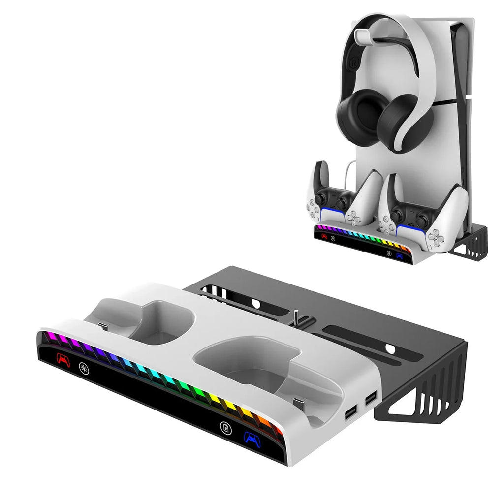 White Console Charging PlayStation Dock-Black Slim for Wall Multi-Functional Bracket with Mount Controller